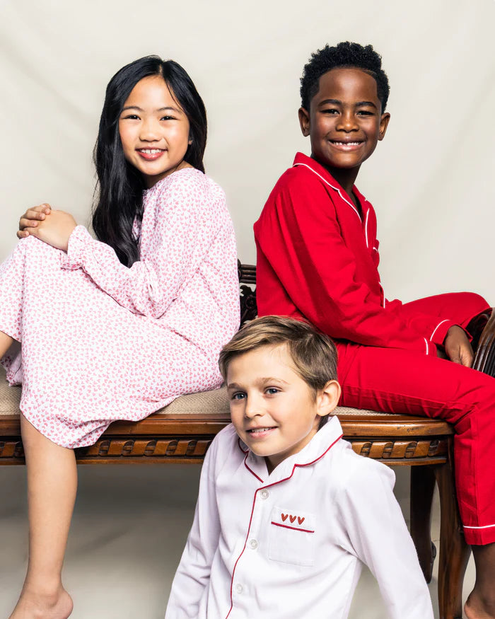Children’s Valentine’s Collection Pajamas with Heart Embroidery