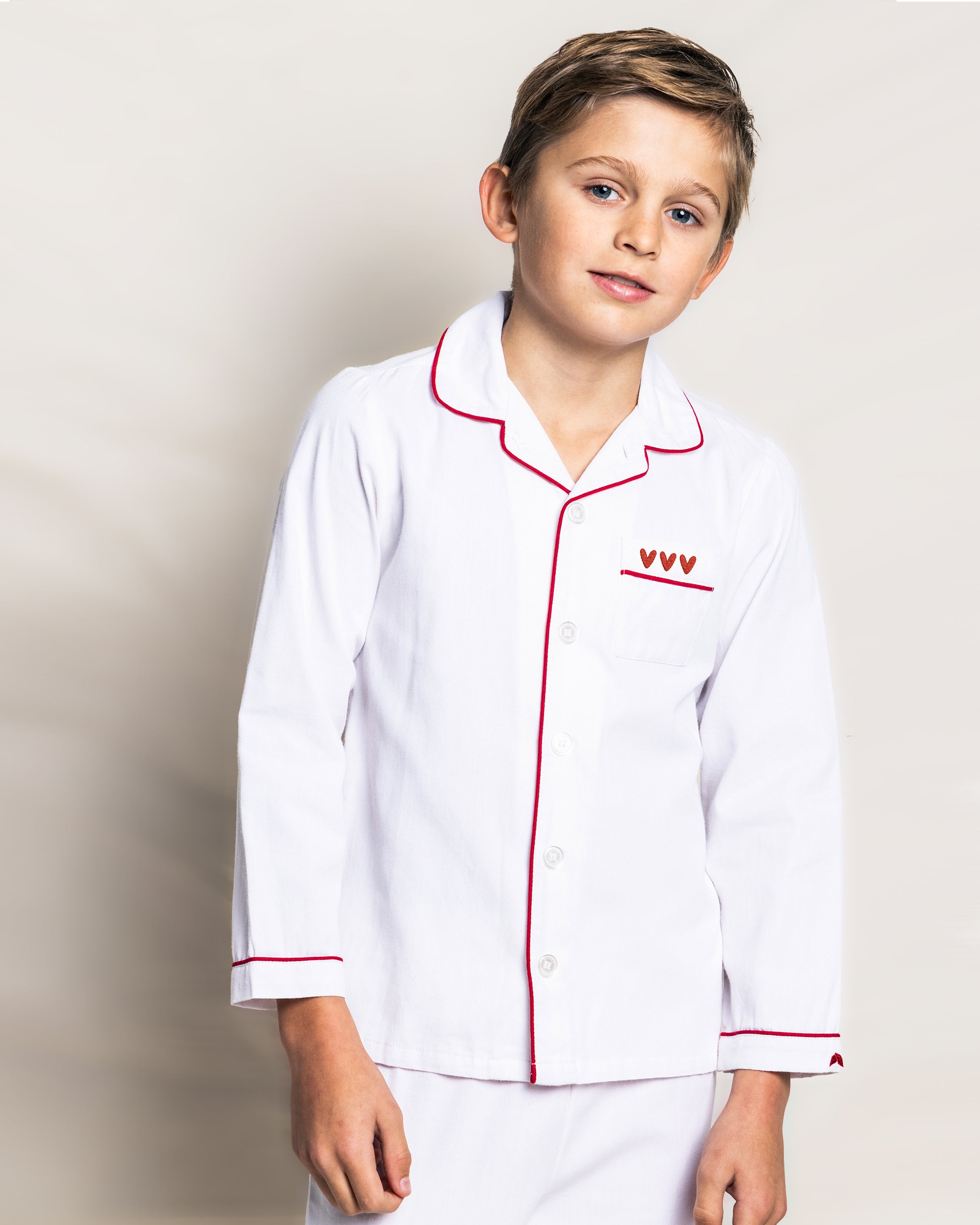 Children’s Valentine’s Collection Pajamas with Heart Embroidery