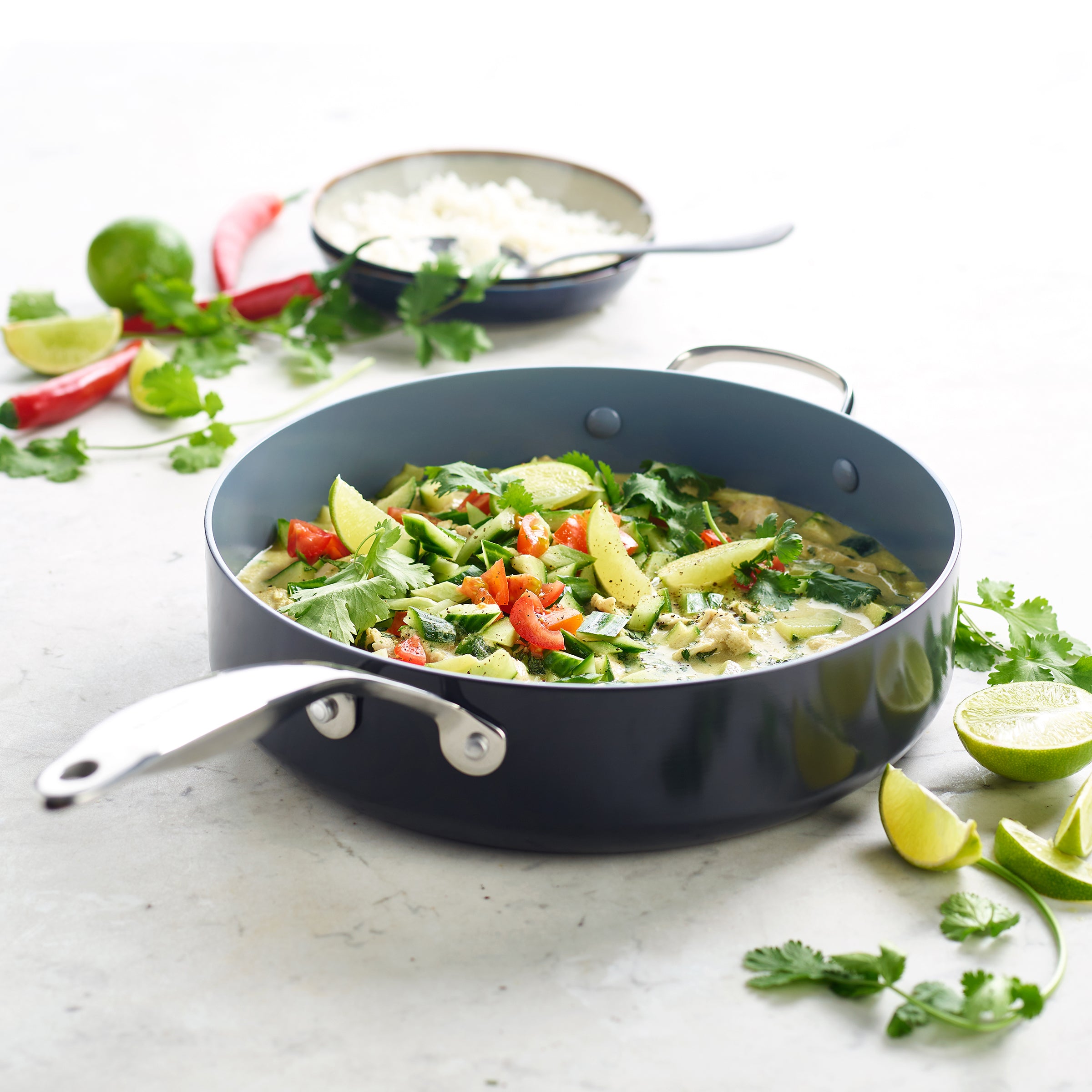 Valencia Collection Covered Sauté Pan in Black Stainless Steel