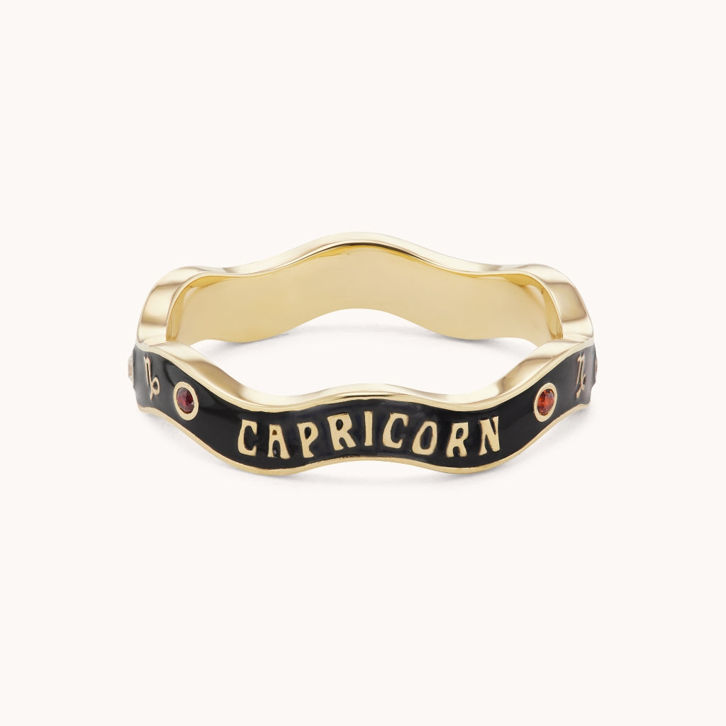 Capricorn Zodiac Enamel Wave Ring III - Marlo Laz