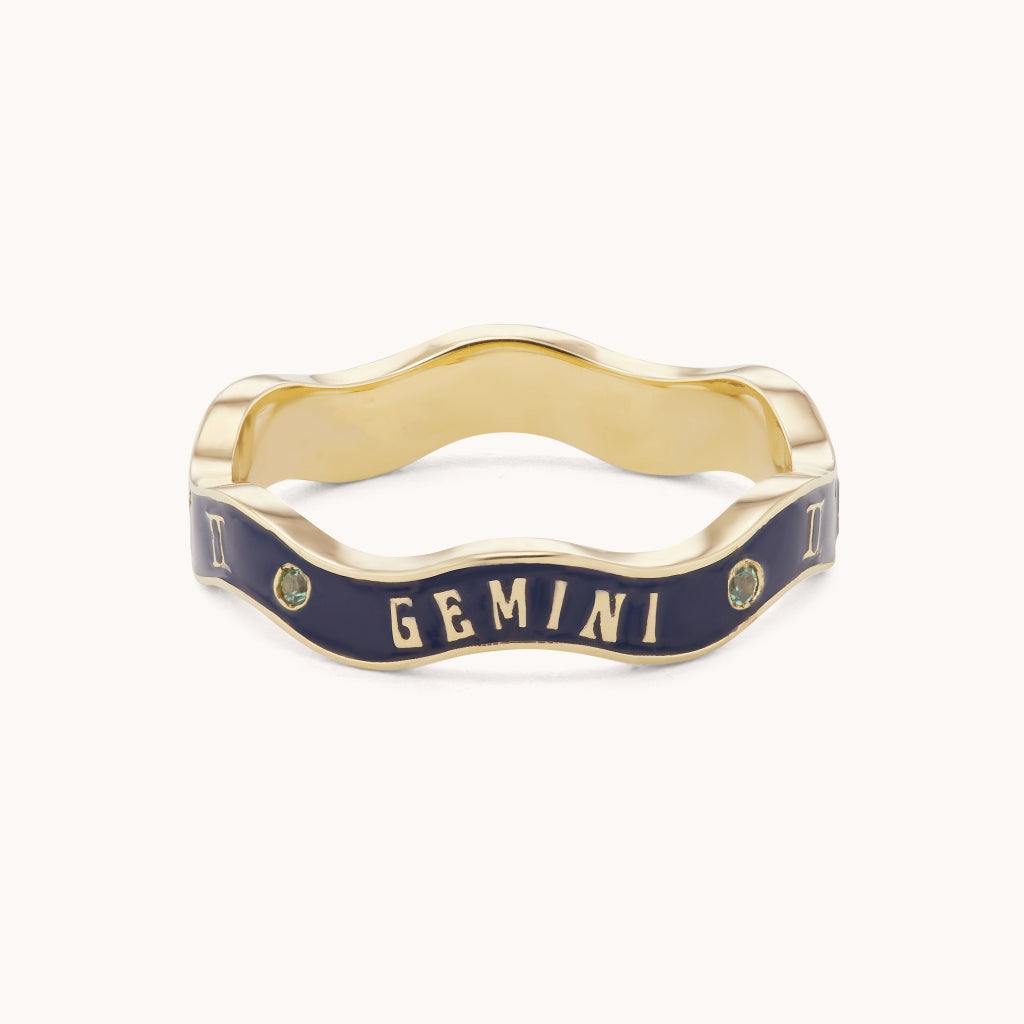 Gemini Zodiac Enamel Wave Band III - Marlo Laz