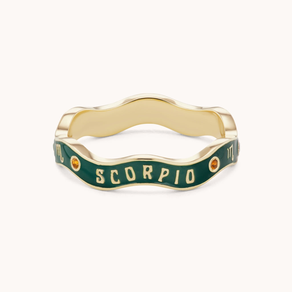 Scorpio Zodiac Enamel Wave Ring III - Marlo Laz