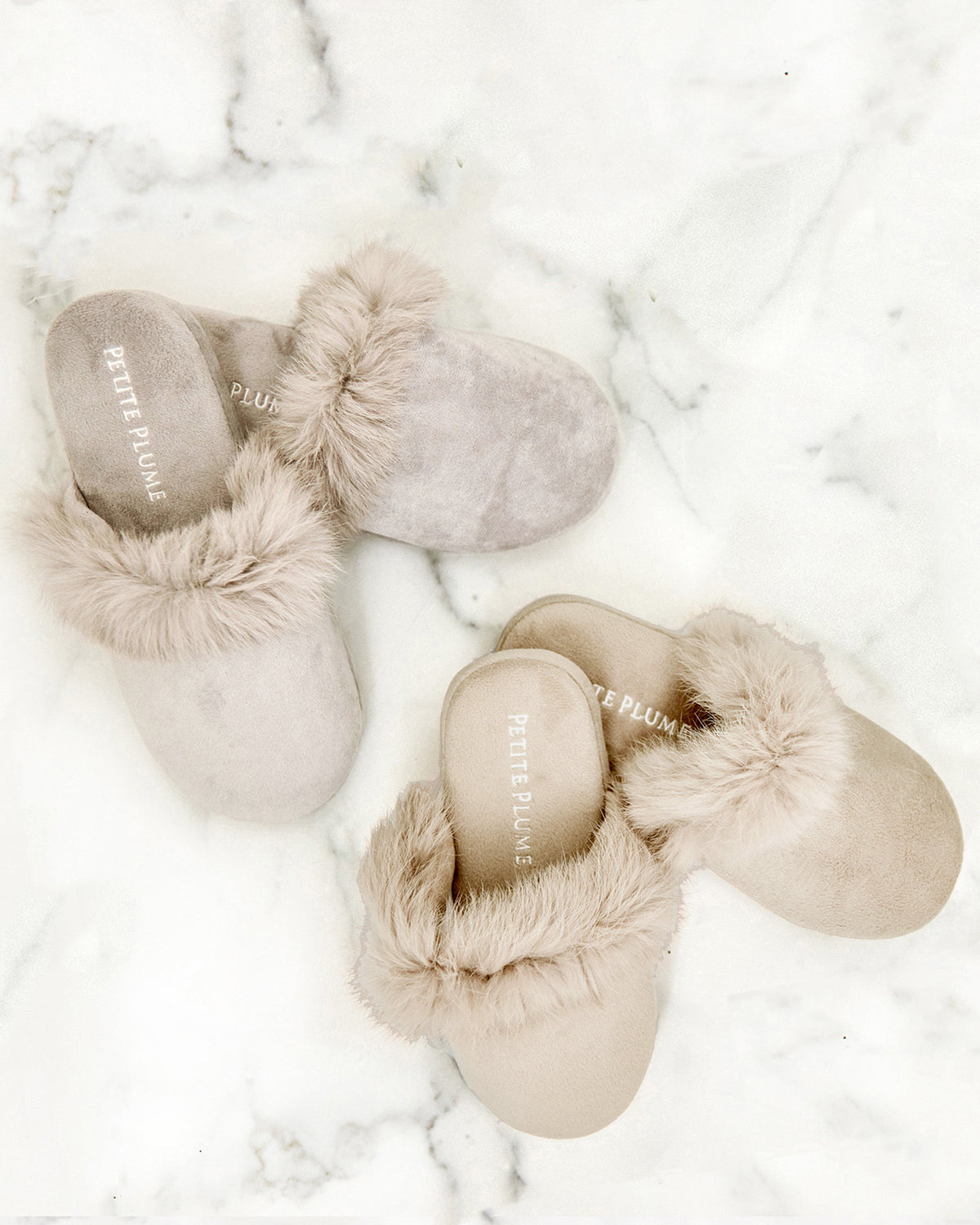 Women’s Beige Faux Fur Trim Slipper