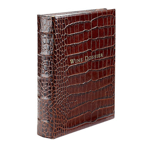 Wine Dossier in Brown Crocodile Embossed Leather