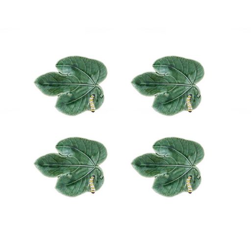 Countryside Leaves Fig Leaf with Caterpillar, Set of 4