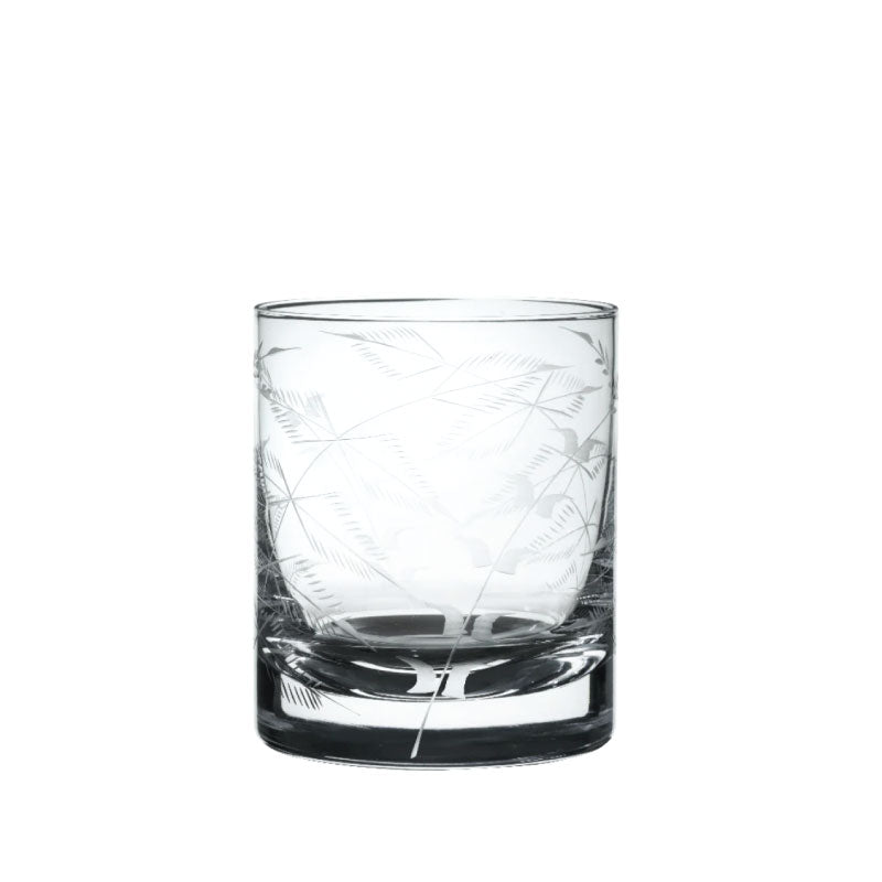 Pair of Crystal Whiskey Glasses with Fern Design