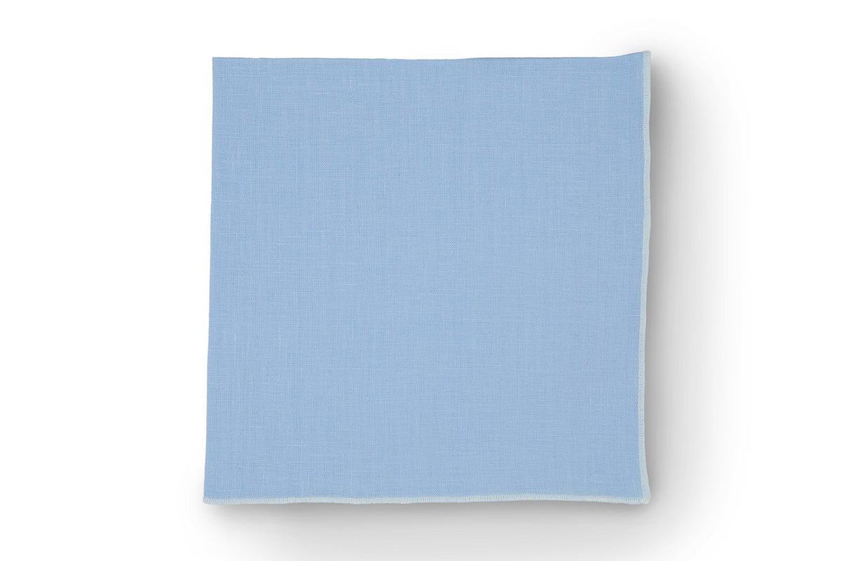 Air Blue Napkin with White Small Trim, Set of 4