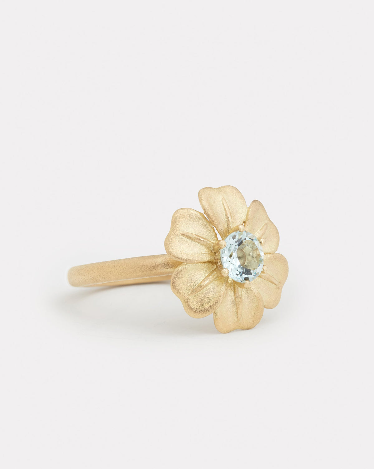 Flower Ring with Aquamarine