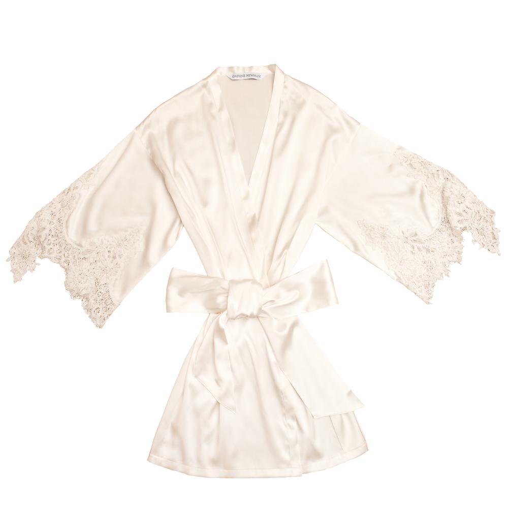 Emily White Silk Robe