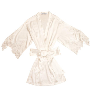 Emily White Silk Robe