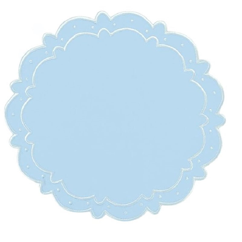 blue ava placemat with white embroidery