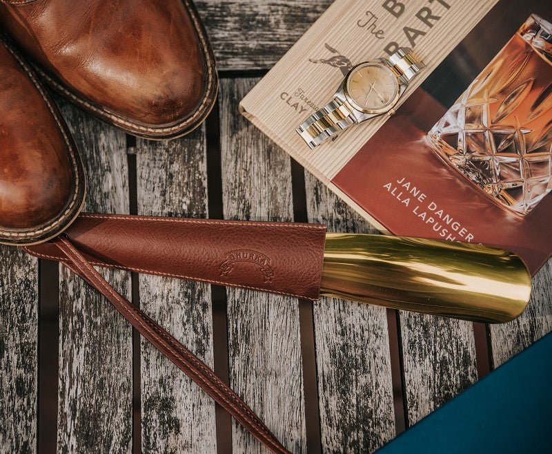 Brass-Tipped Shoehorn No. 239 | Vintage Chestnut Leather - Ghurka