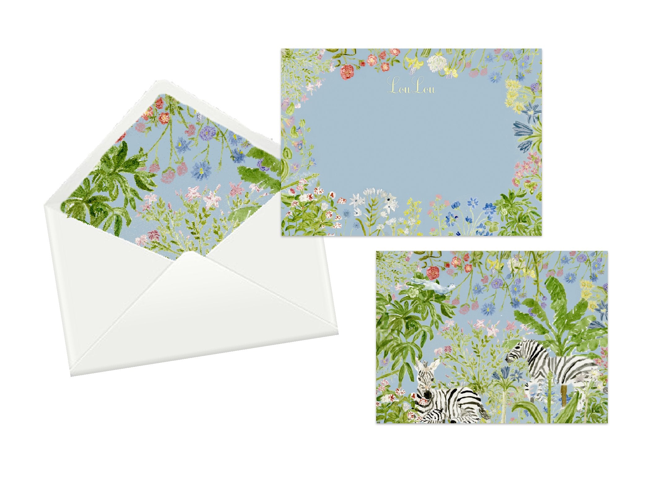 Custom Flora Fauna Stationery, Set of 25