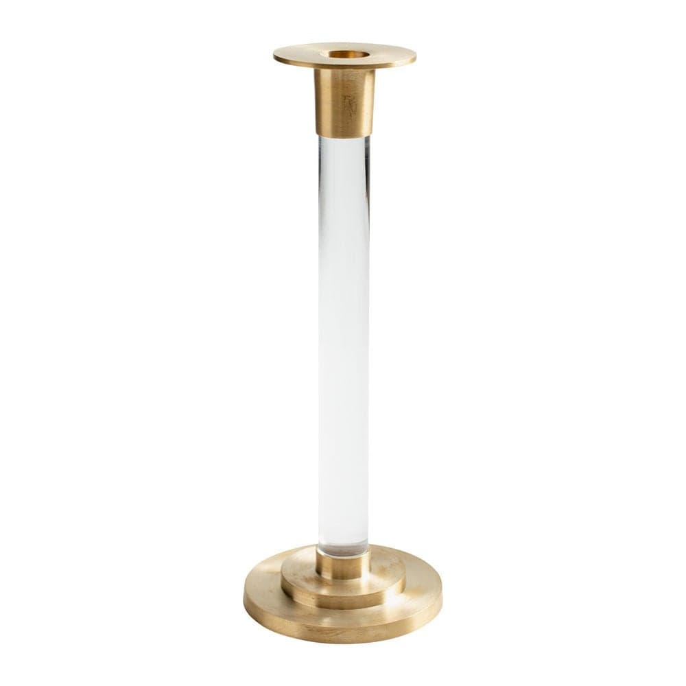 Large Brass & Resin Candlestick in Clear