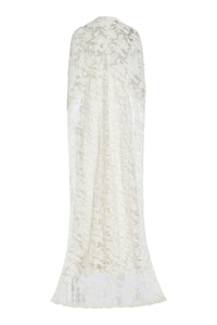 Garland Beaded White Lace Cape with Scalloped Hem