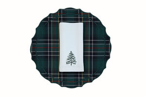 Christmas Tree Napkin and Tartan Vidro Placemat, Set of 2