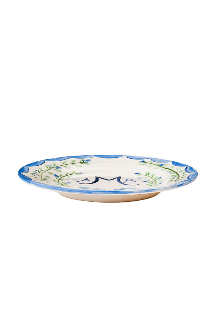 Monogram Dinner Plate Blue, 10"
