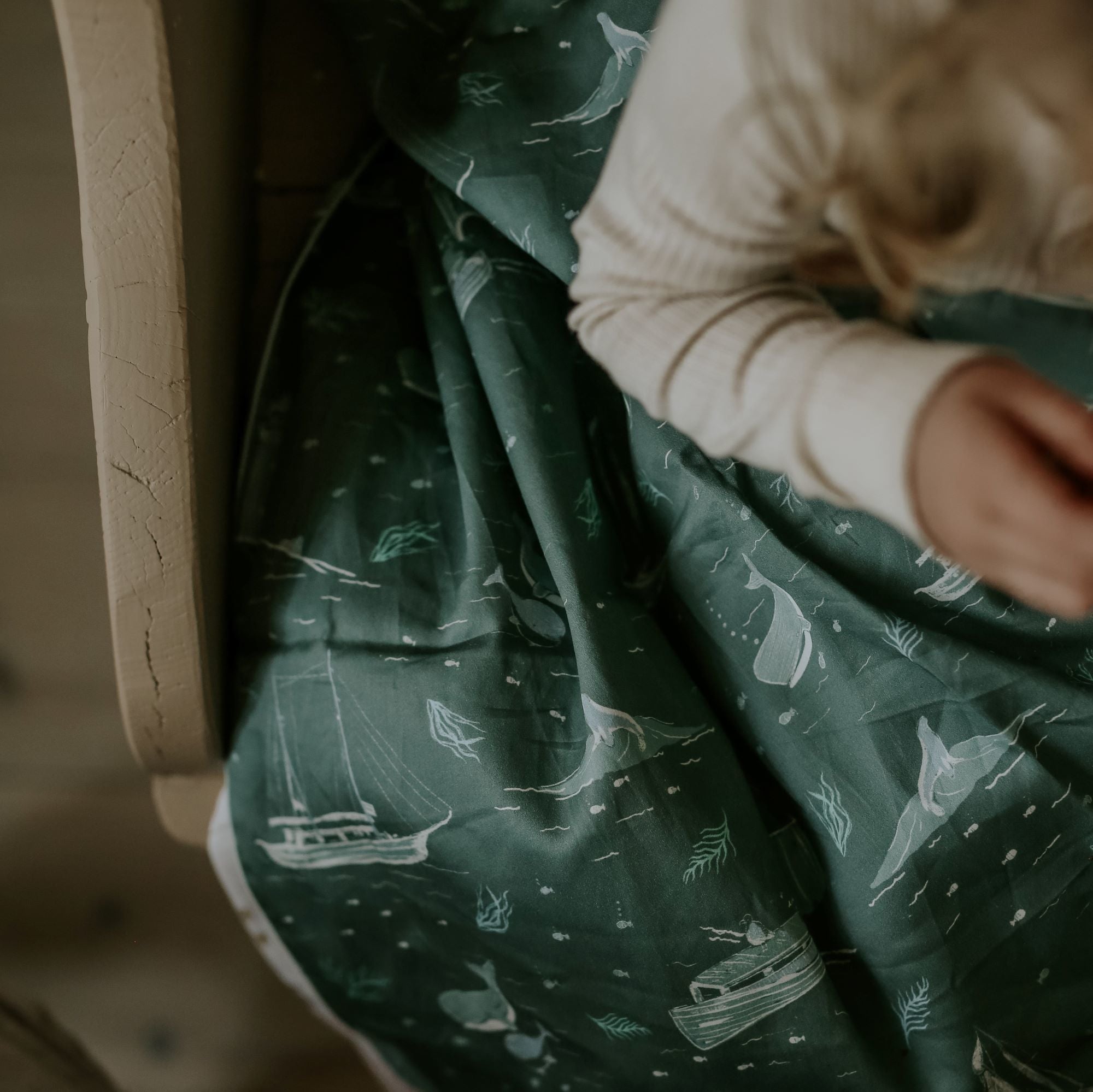Never Stop Exploring Baby Duvet in Sea