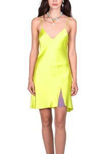 Chartreuse Mini Slip Dress