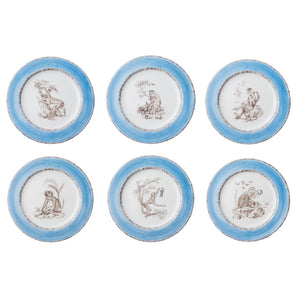 Blue Monkey Dessert Plates, Set of 6