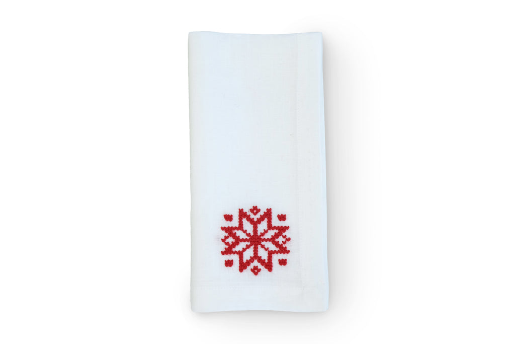 Red Snowflake Napkin, Set of 4