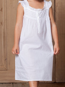 Jessie White Cotton Dress for Girls