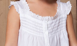 Jessie White Cotton Dress for Girls