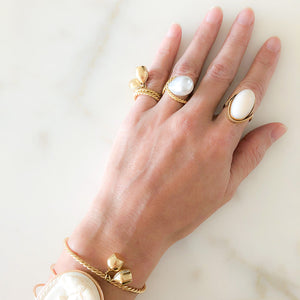 Gold Ring & Plain Lune Charm Ring