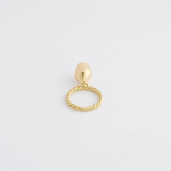 Gold Ring & Plain Lune Charm Ring