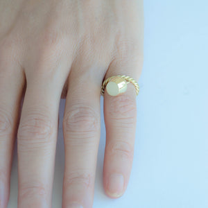 Gold Ring & Plain Lune Charm Ring