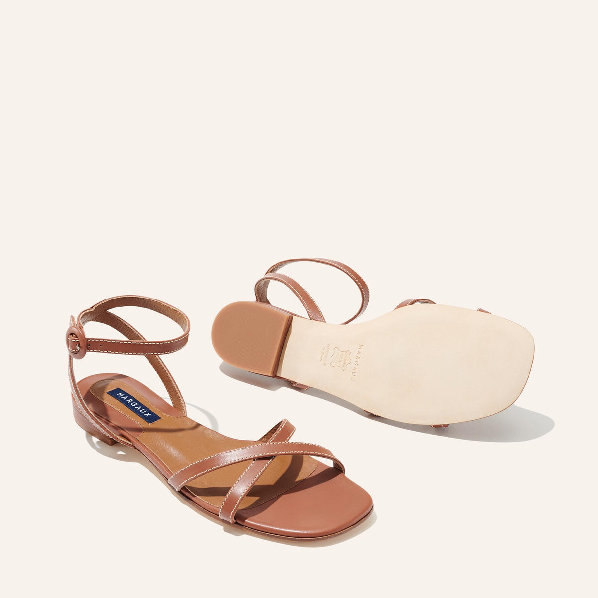 The Flat Sandal in Saddle Calf