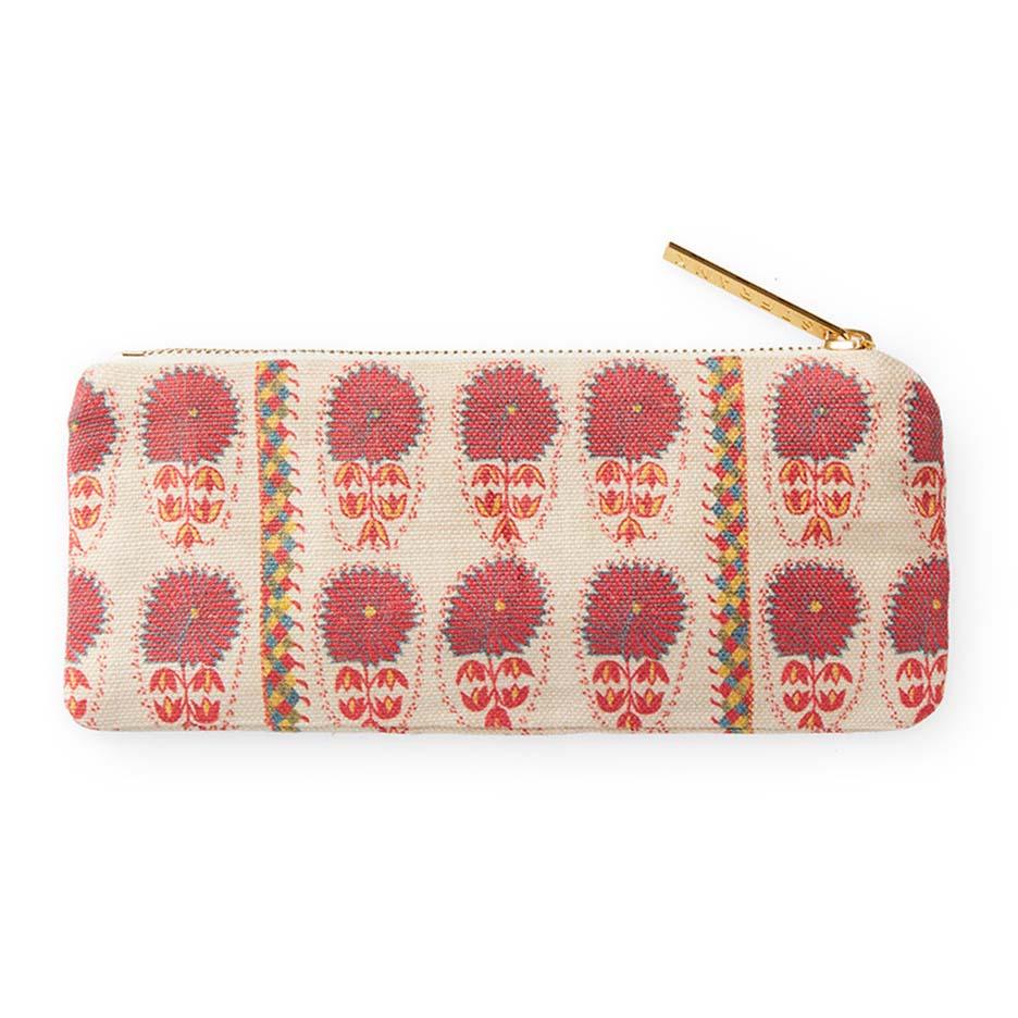 Fuchsia Daisy Suzani Slim Zip Pouch Travel Accessories St. Frank 