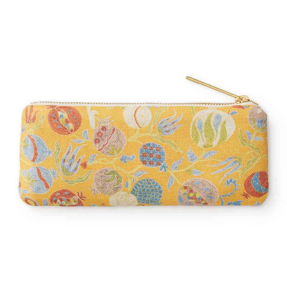 Golden Pomegranate Suzani Slim Zip Pouch Travel Accessories St. Frank 