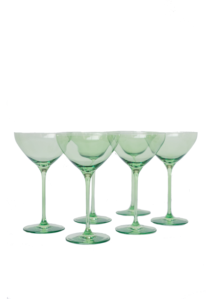 Estelle Colored Martini Glass in Mint Green, Set of 6