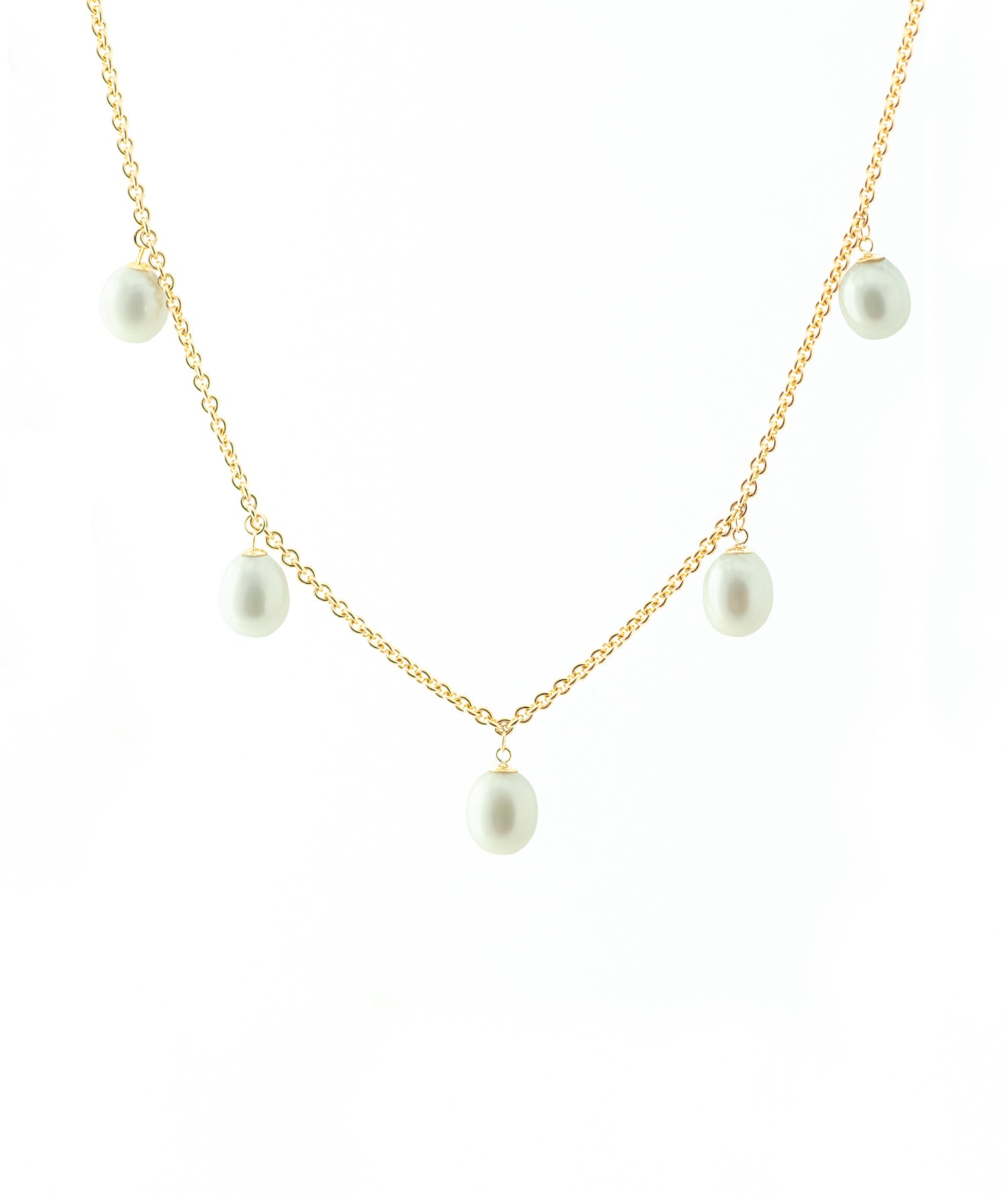 White Pearl Dangling Necklace