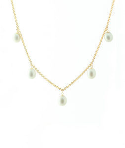 White Pearl Dangling Necklace