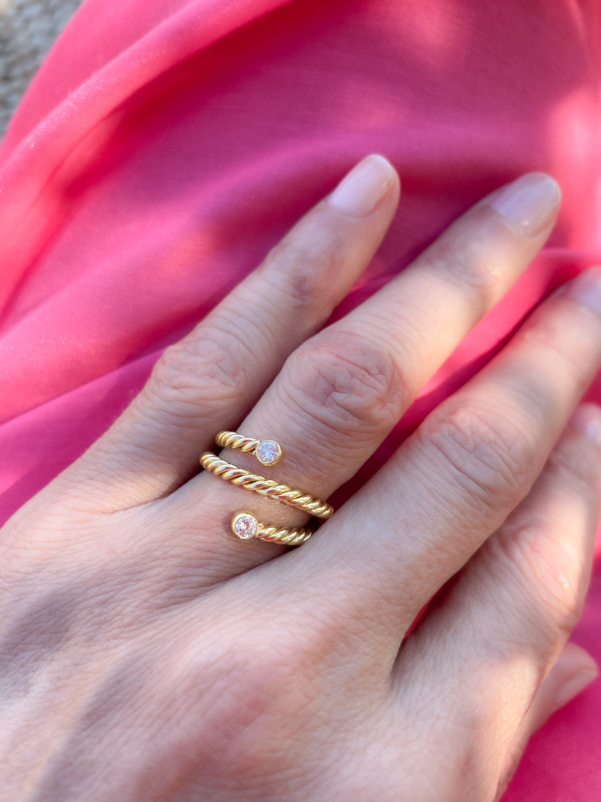 Toi et Moi Gold Hand-Twisted Diamond Ring