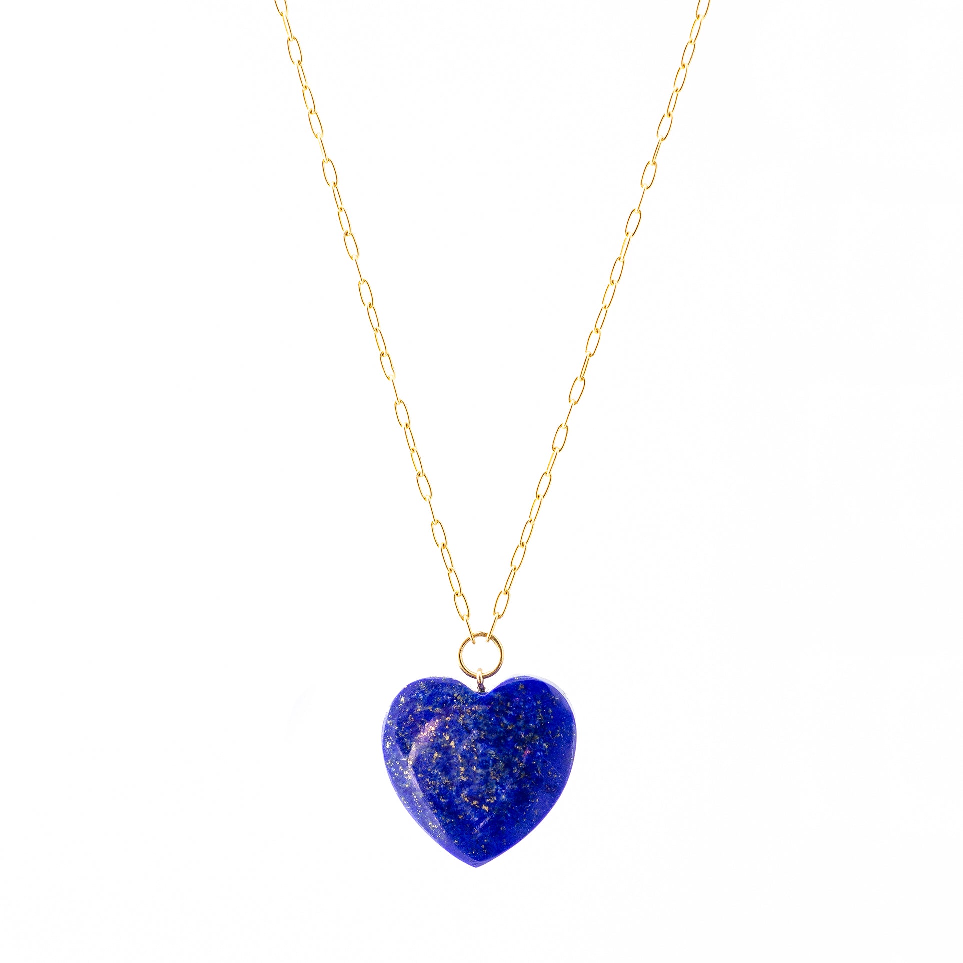 Lapis Lazuli Heart Pendant on Gold Chain