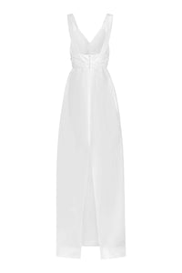 Hazel White Silk Tulip Column Gown