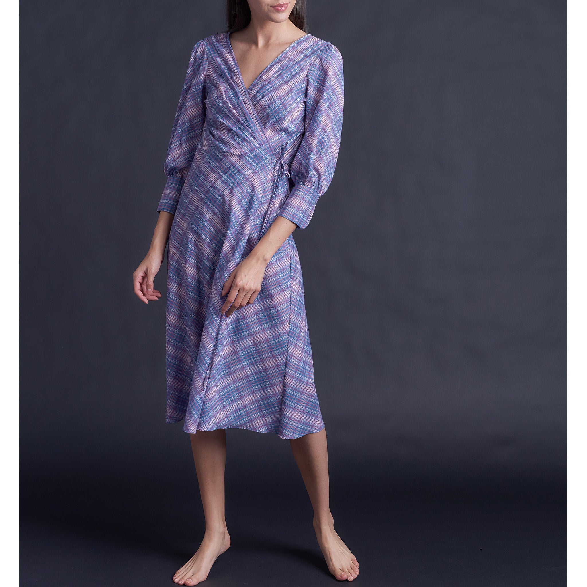 Hestia Purple Cotton Wrap Dress