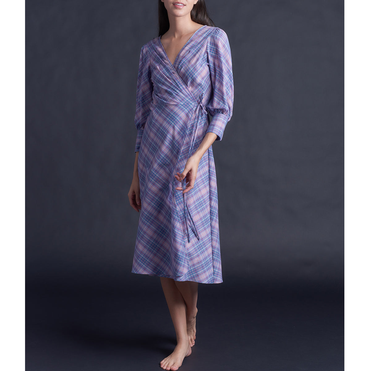 Hestia Purple Cotton Wrap Dress