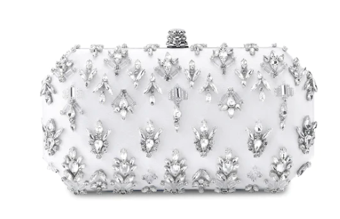 Perry Clutch in White Diamonds Satin