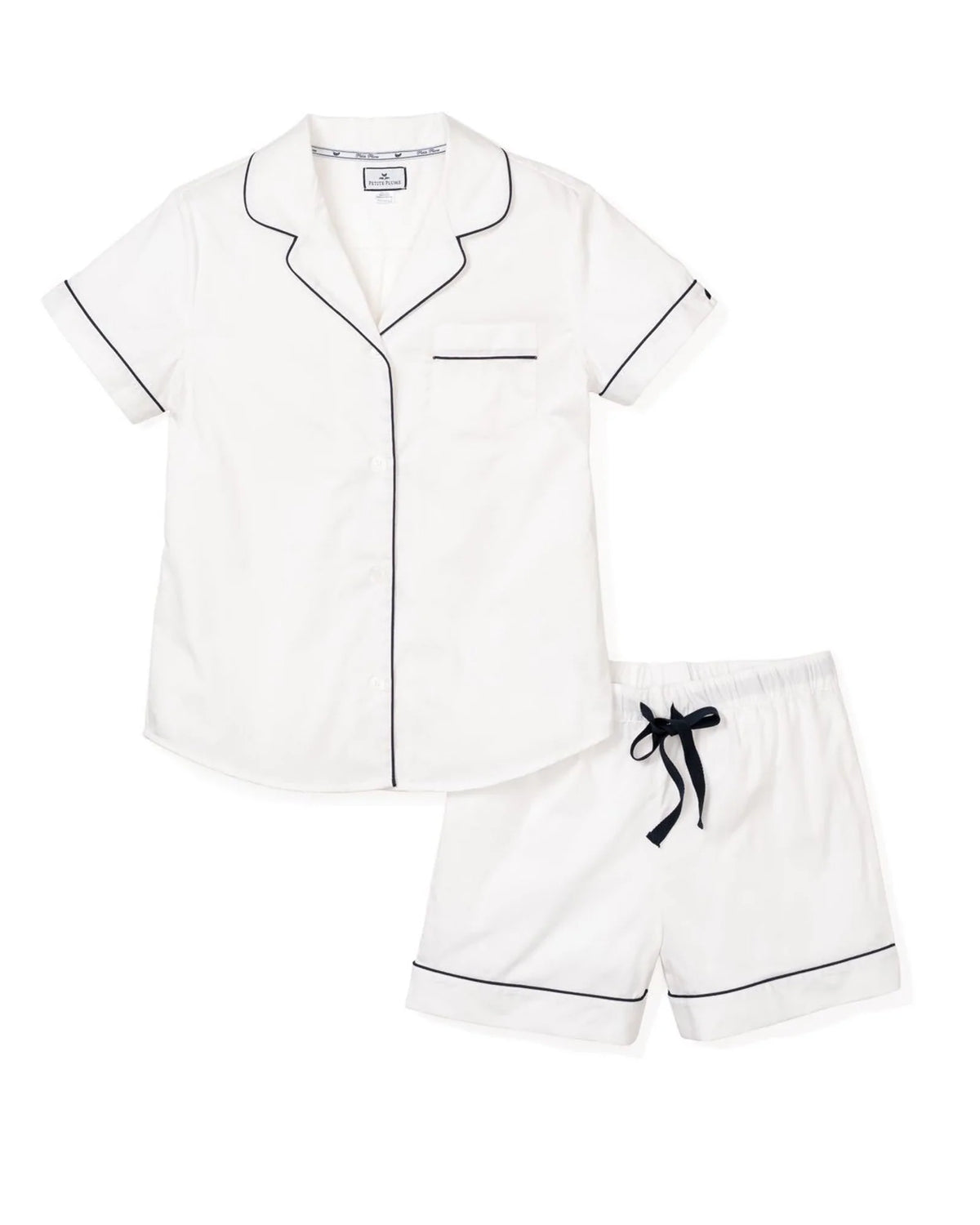 Women’s White Short Set with Navy Piping