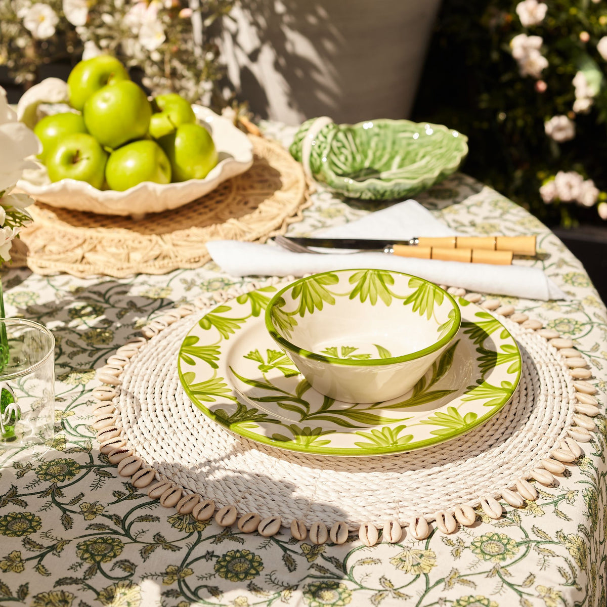 Green Petals Tablecloth