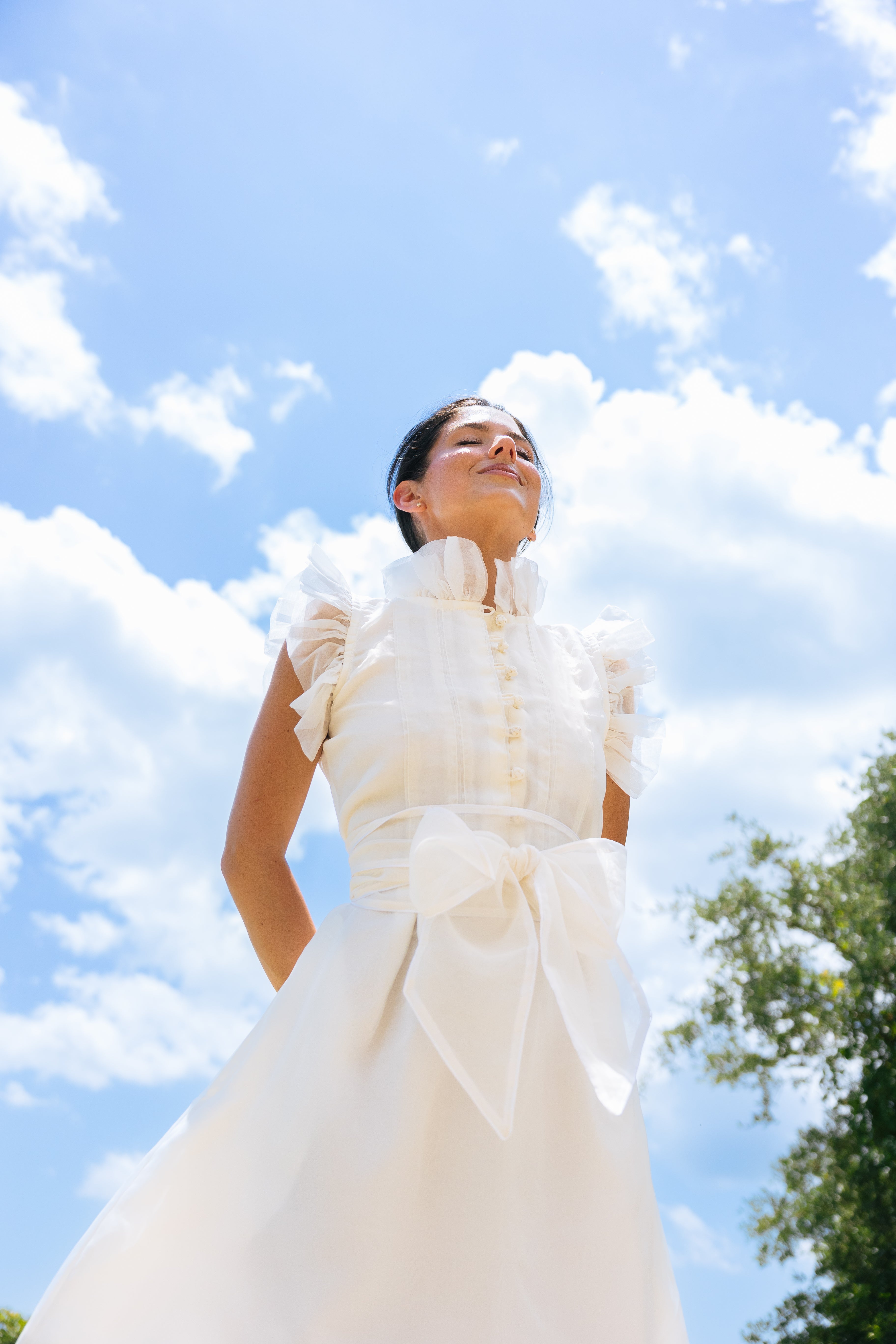 Fairfield Mini Dress in Ivory Organza