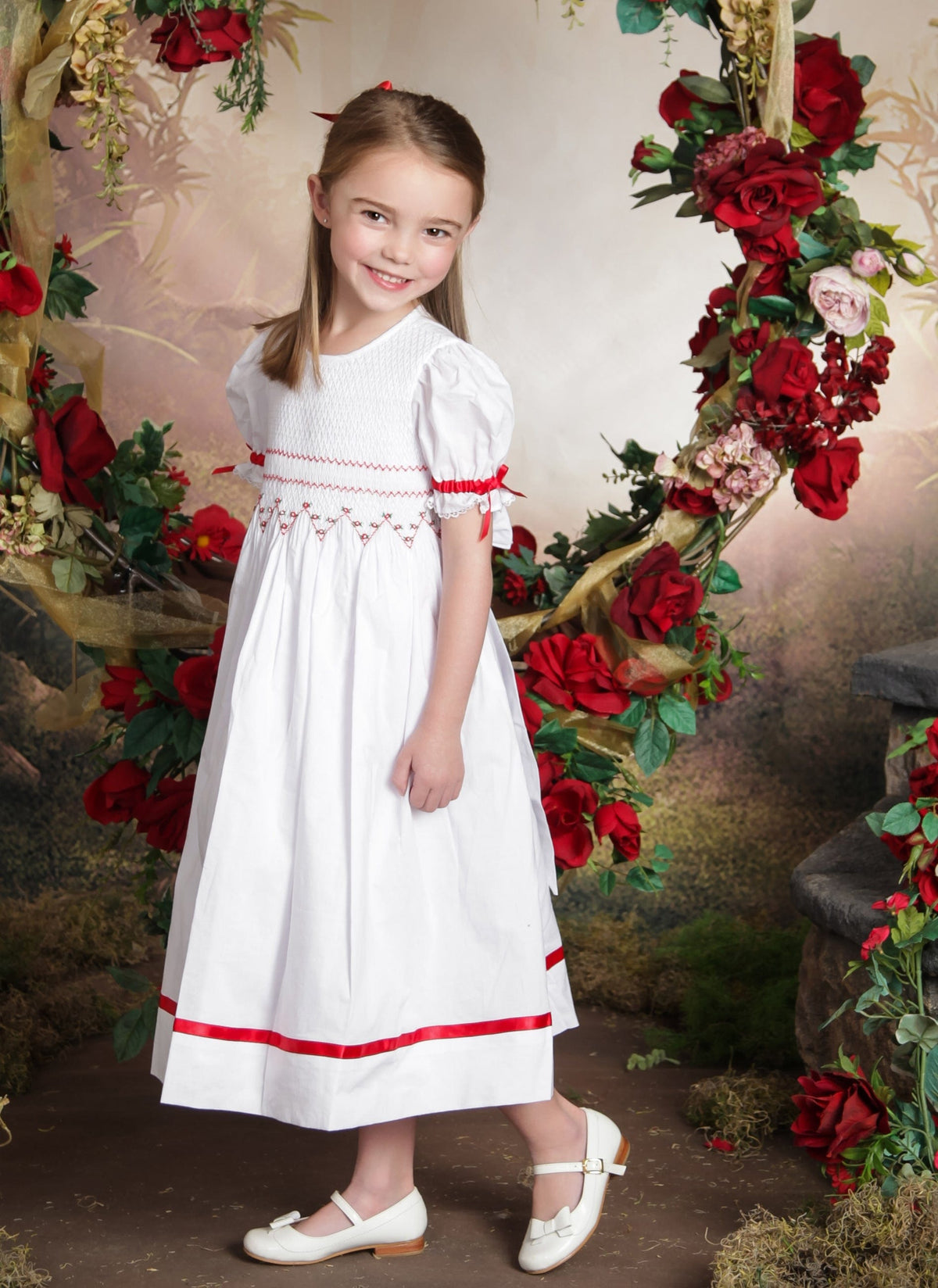 Ivy - Red Smocked Strasburg Children