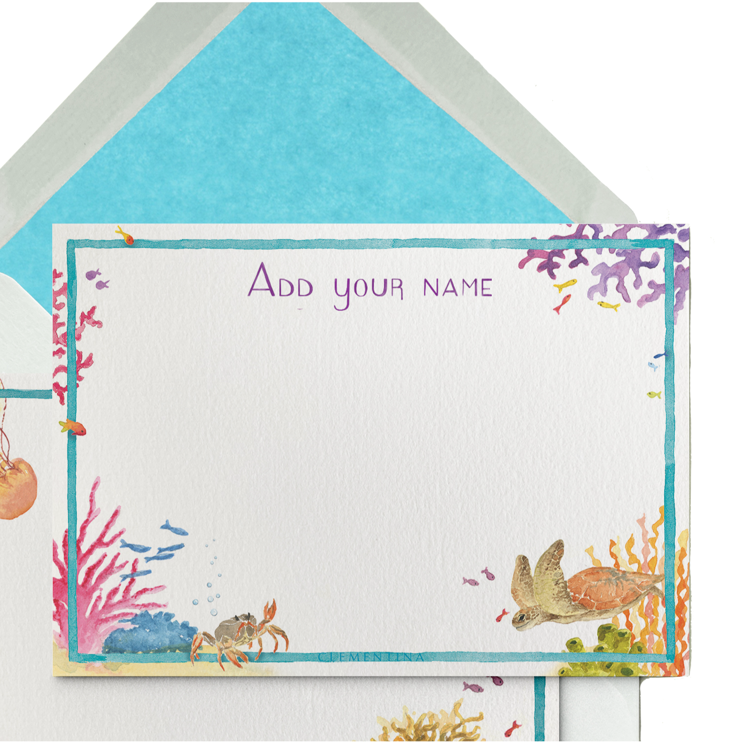 Under The Sea Stationery Cards, Personalized Set of 50