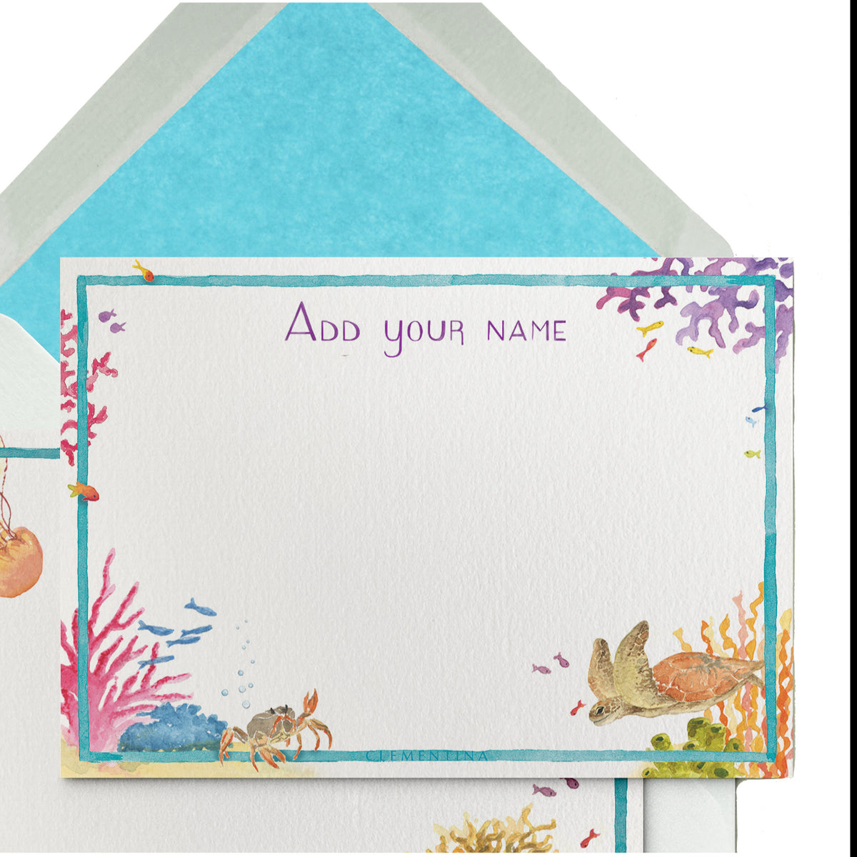 Under The Sea Stationery Cards, Personalized Set of 50