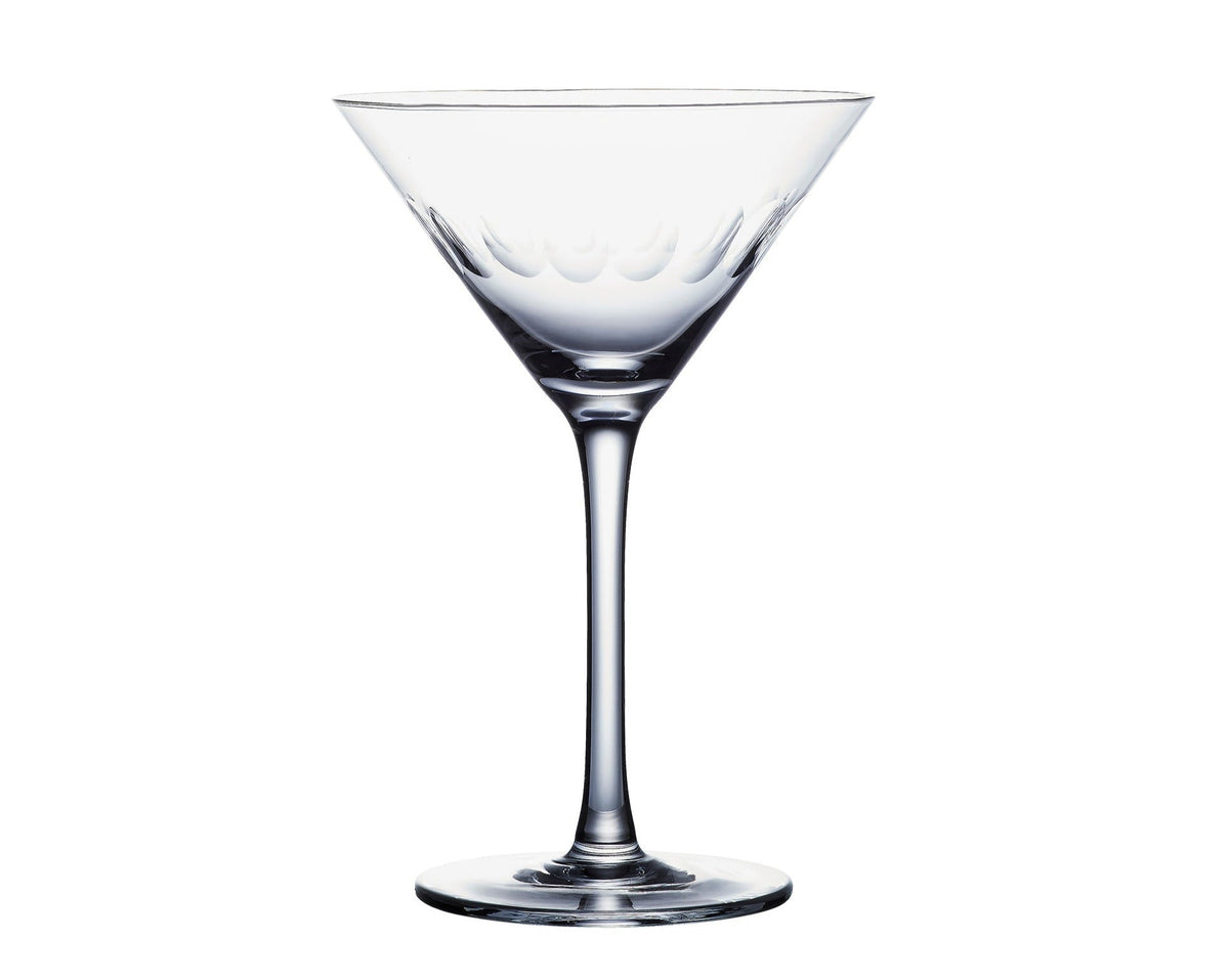 Crystal Martini Glasses With Lens Design, Set of 2