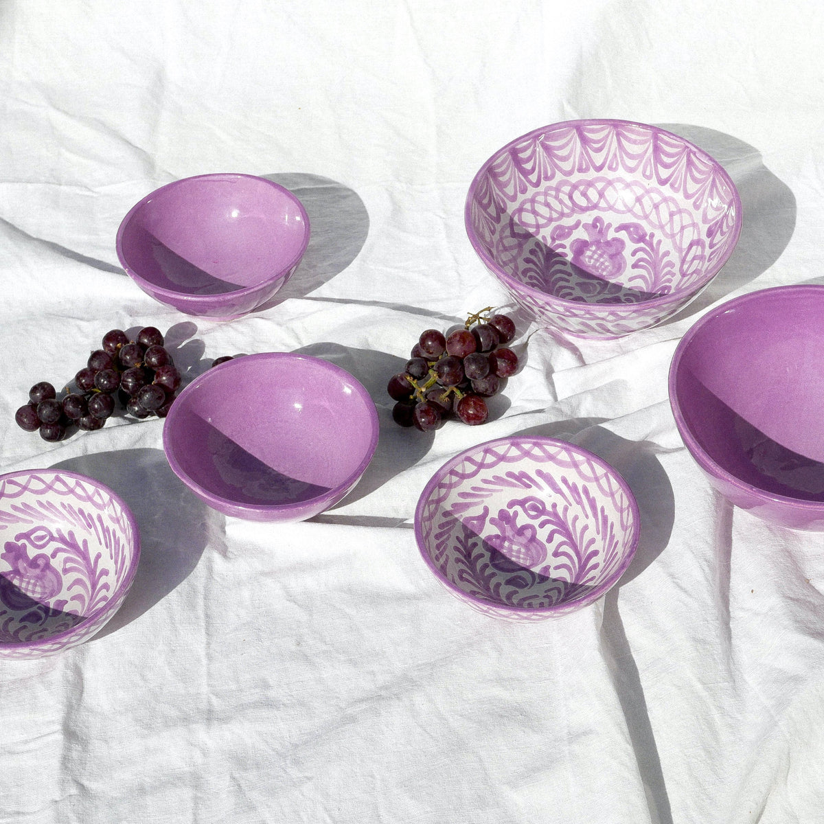 Casa Lila Medium Bowl with Hand-painted Designs